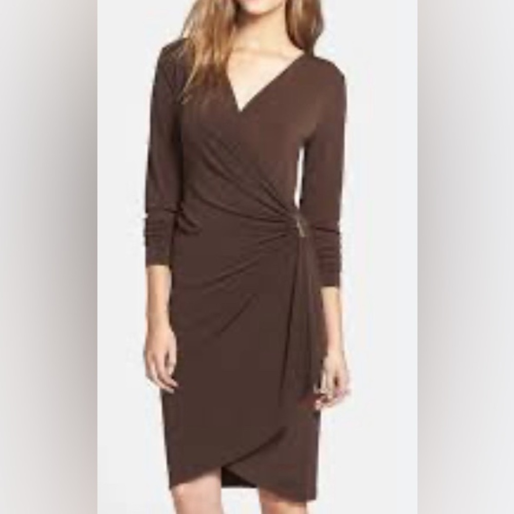 Velvet brand Brown Wrap Style Dress. Small
